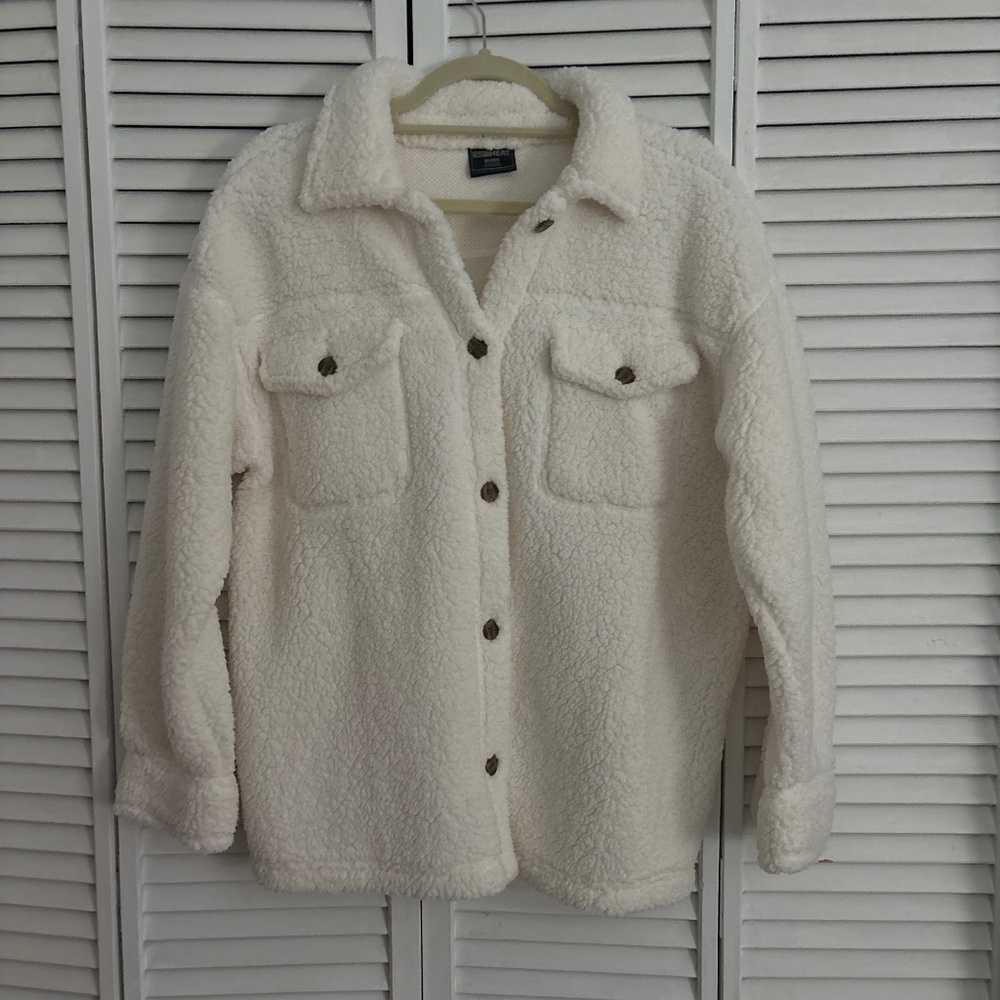 White Sherpa shacket